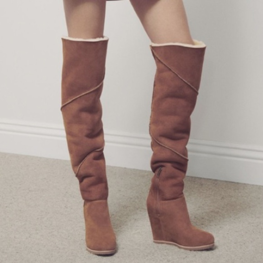 UGG Mondri OTK Over the Knee Chestnut Wedge Boots Size 6